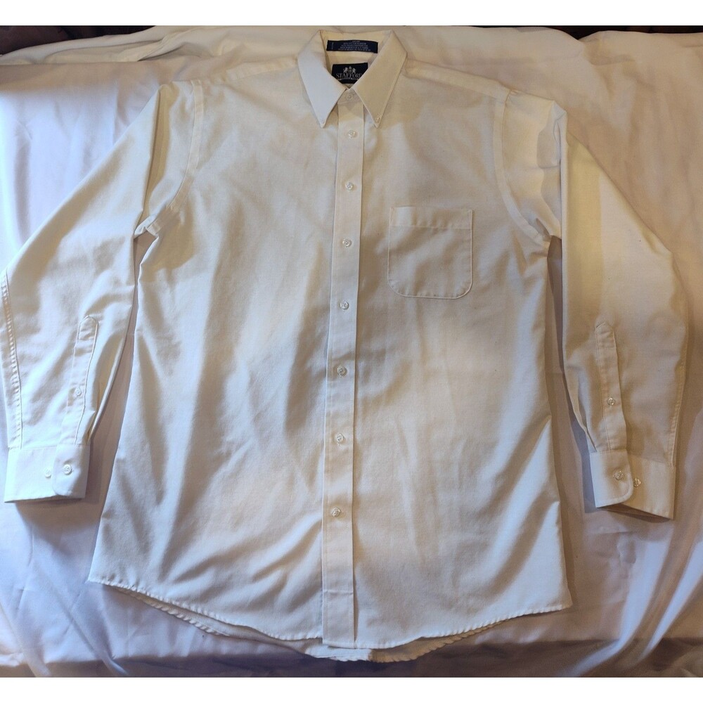 New w/out tags Stafford Wrinkle Free Oxford Mens Cream Dress Shirt Size 16 34-35
